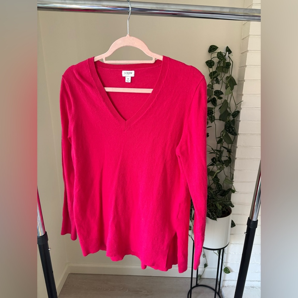 J. Crew Vibrant Pink V-Neck Sweater